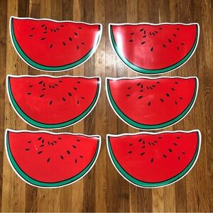 6 Vintage Watermelon Placemat Set Vinyl Fruit Table Mats Summer DHF 19x11